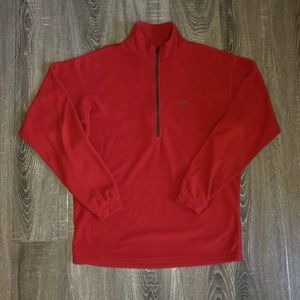 Size L: Simms Pullover Quarter Zip Fleece Fishing Jacket Red